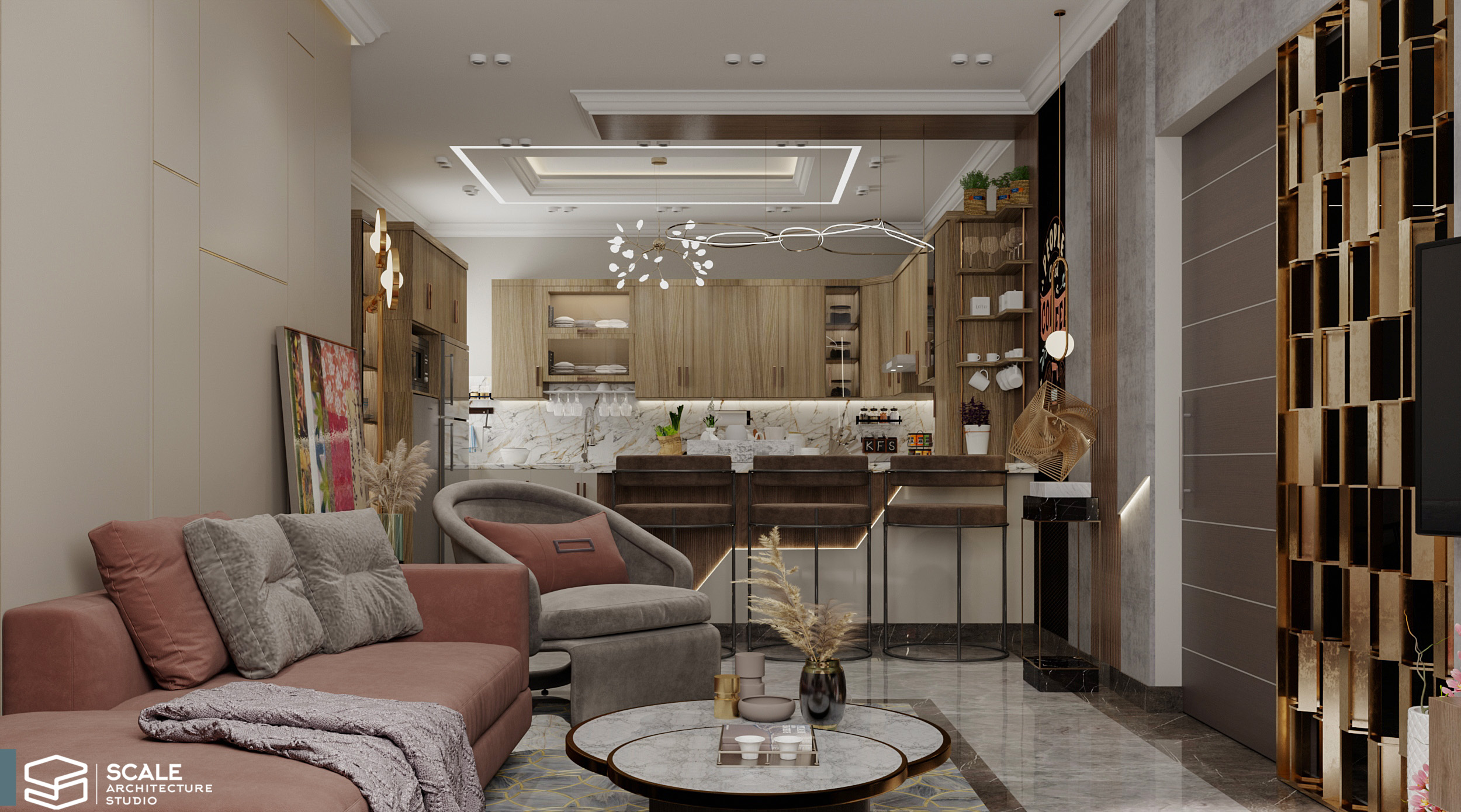 客厅与厨房设计丨Scale Architecture studio office-7