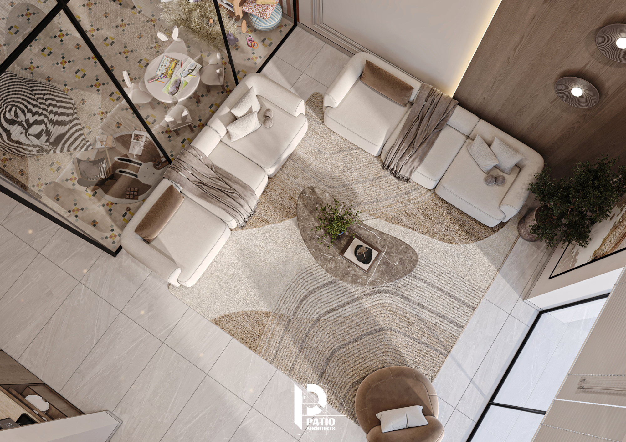 Living Room & Kids Gaming Area Interior Design Concept-11