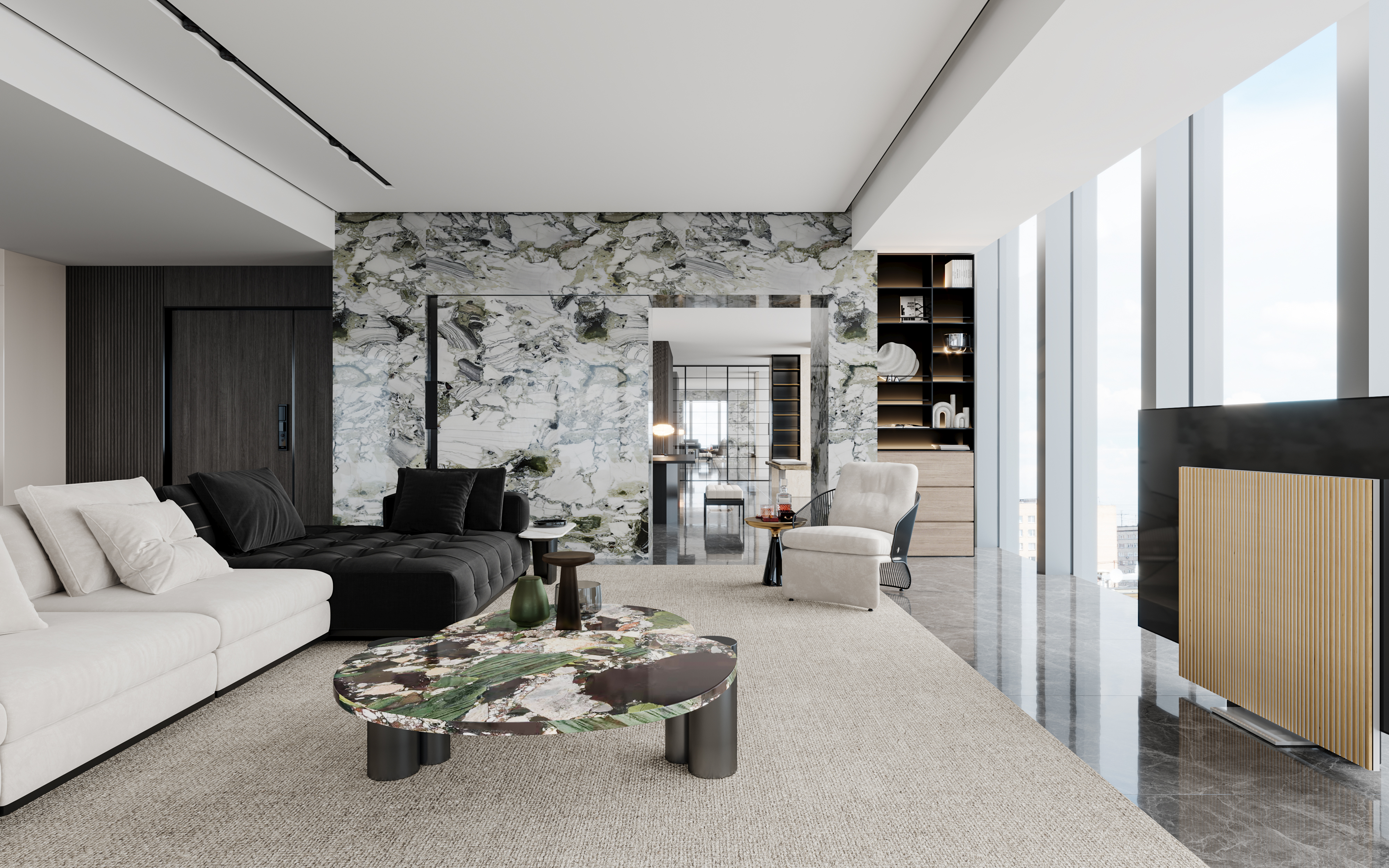 现代风格大平层家装效果丨冈舍效果图表现-8