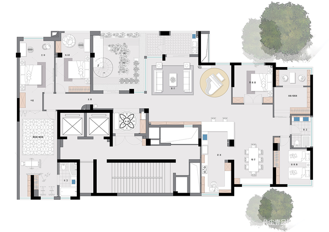 180万元四居及以上300平米装修案例  空中院子-12