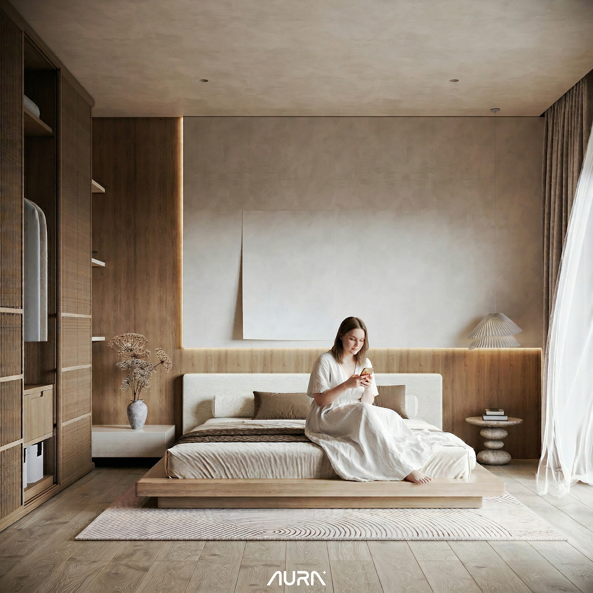 日式斯堪的纳维亚风格主卧丨AURA+ Studio-4