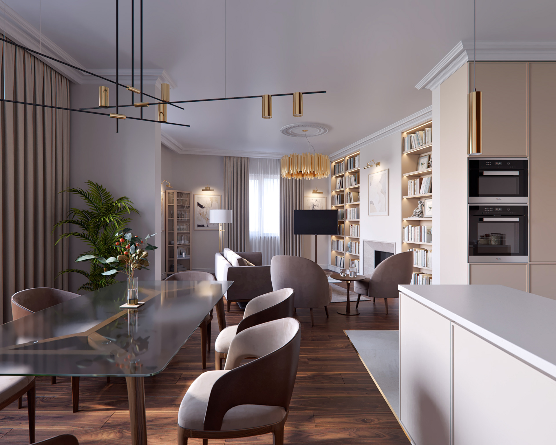 豪华厨房与客厅丨俄罗斯圣彼得堡-5