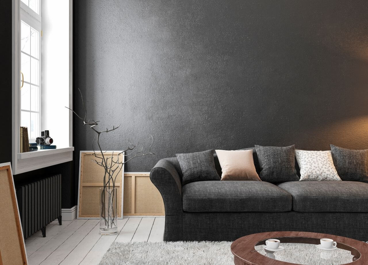 Czarna ściana - sprawdź pomysły na czarną ścianę w salonie i innych wnętrzach - PLN Design-1