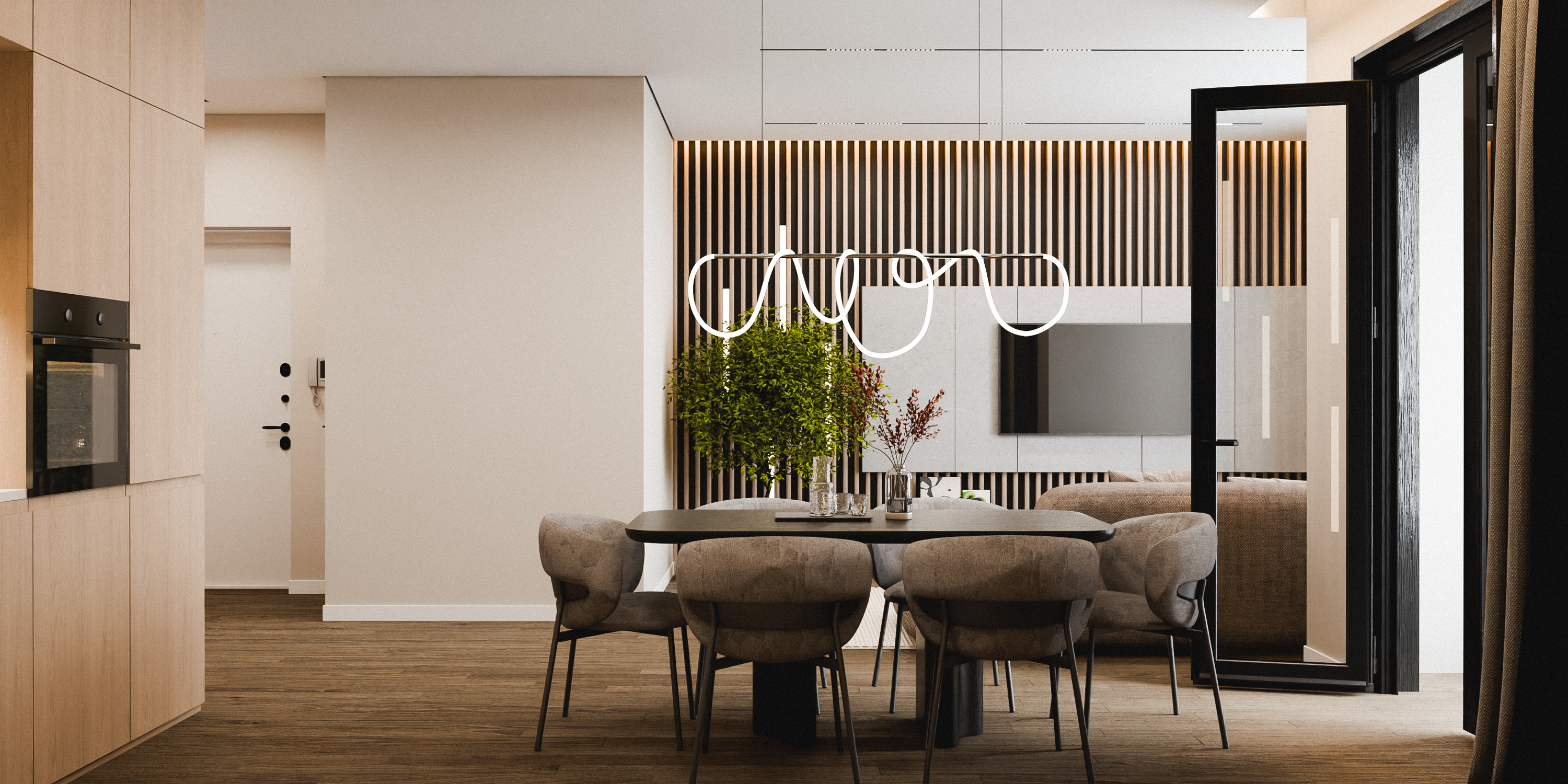 ЖК НОБЕЛЬ 厨房,客厅及卧室设计项目丨Овечкин Сергей-4