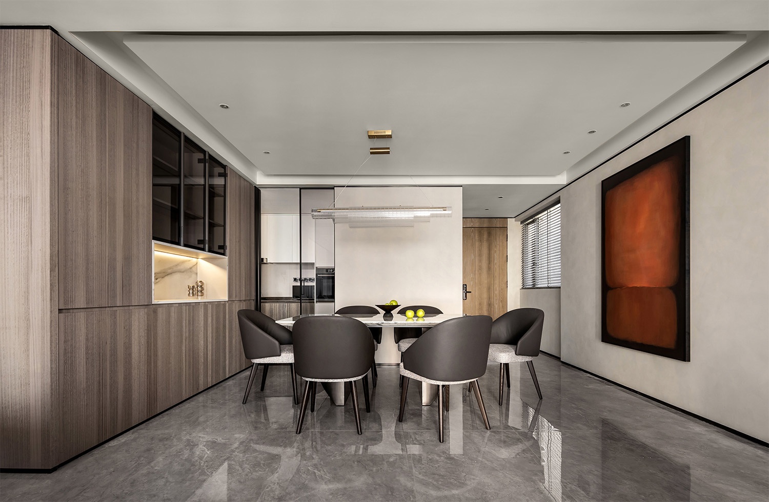 【红柏设计】191㎡  深圳润府三期 现代精致简约的高级黑遇上极简白-3