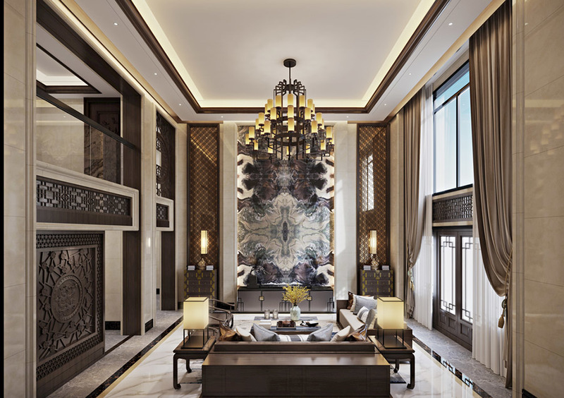 别墅中式风格室内装修设计案例效果图2-9