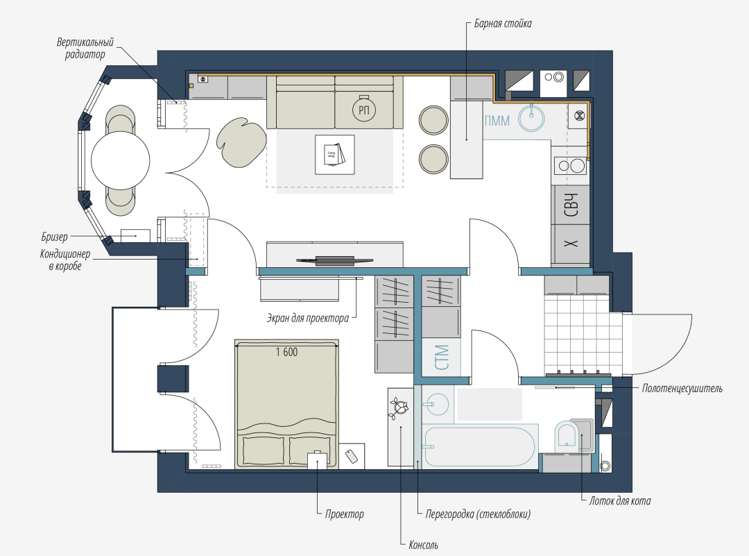 38㎡小宅空间丨Valentina Mamontova-8