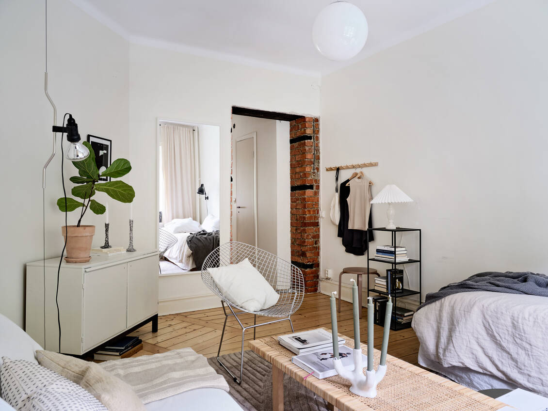 瑞典住宅单身公寓的质朴氛围与优雅装饰-10