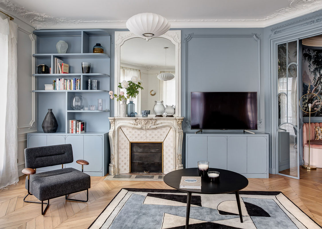 巴黎优雅艺术家庭公寓设计-5