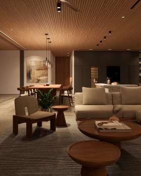 Renderização de interiores - Noturno