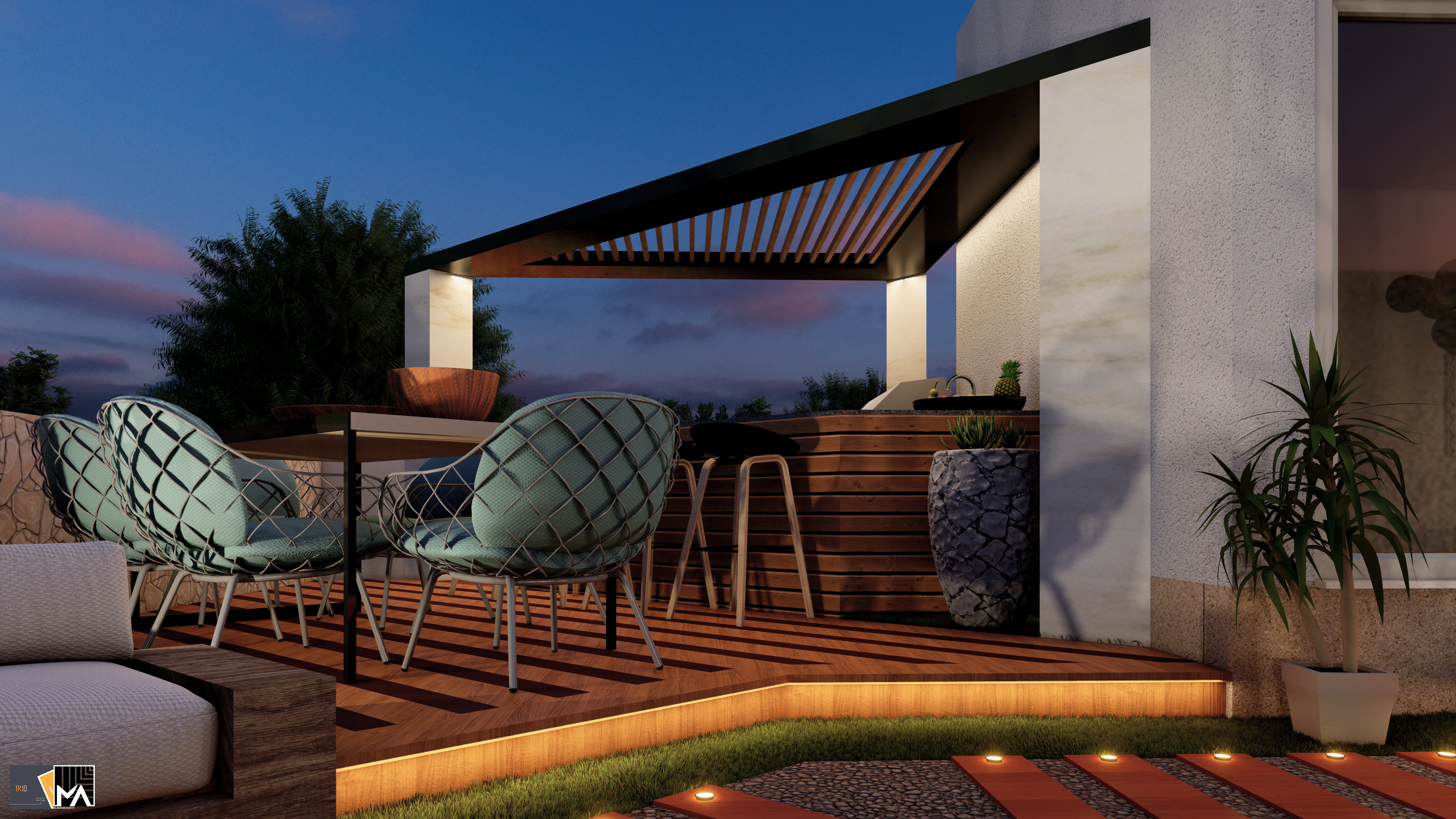 屋顶景观别墅棕榈山丨TRIO INTERIORS-9