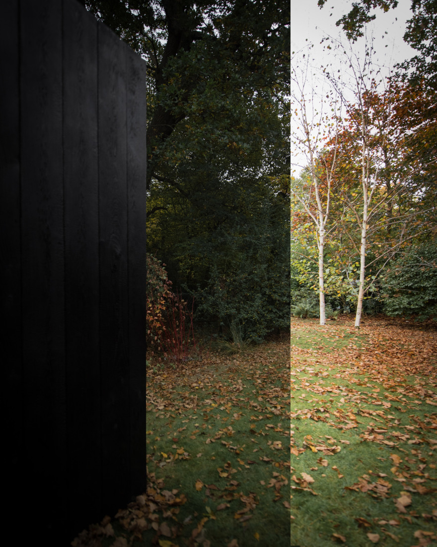 伦敦建筑师打造烟熏玻璃与烧焦木材的树屋-10