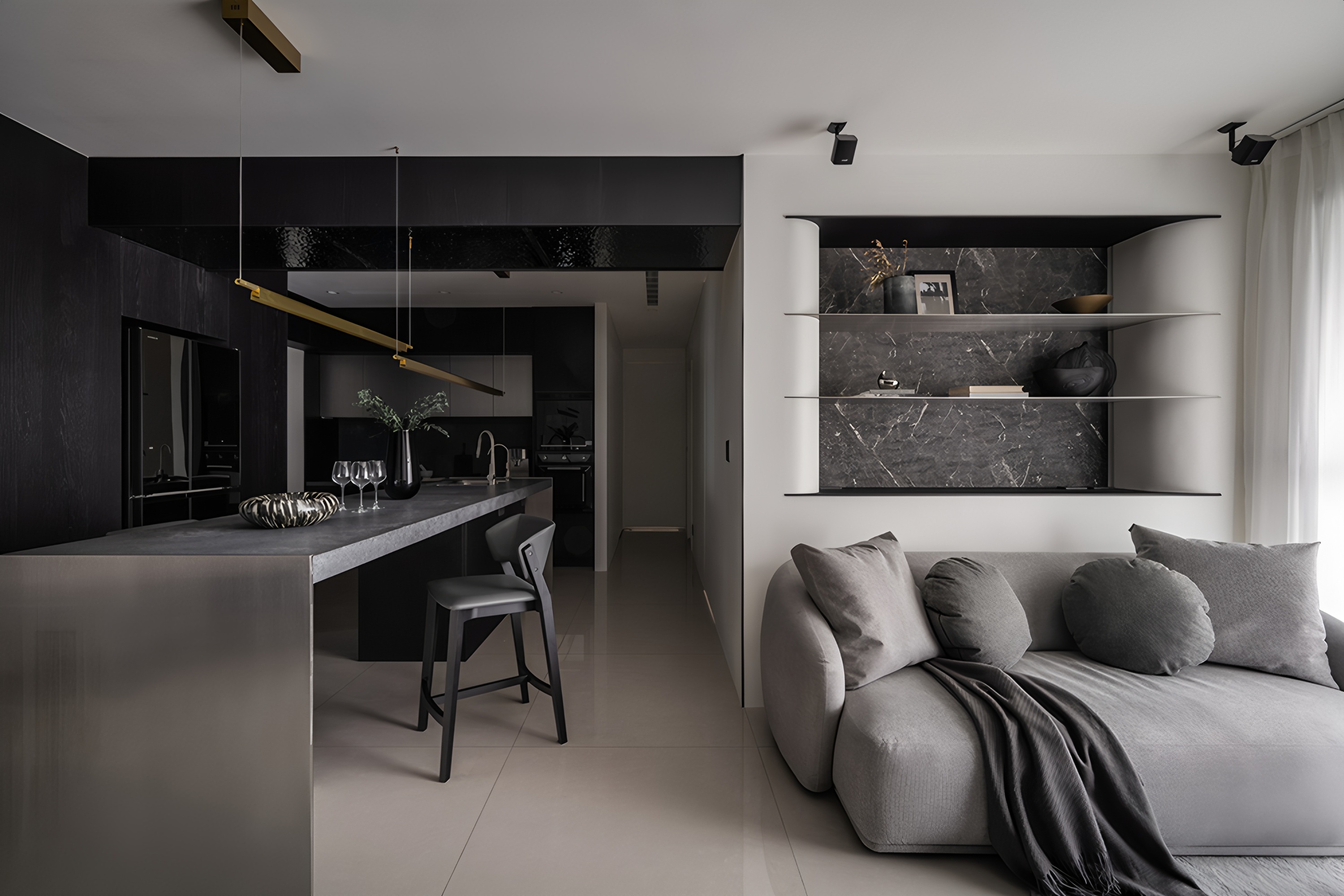 台南33坪灰韵蕴藏金属光住宅设计丨中国台南丨乔治黑羊设计-2