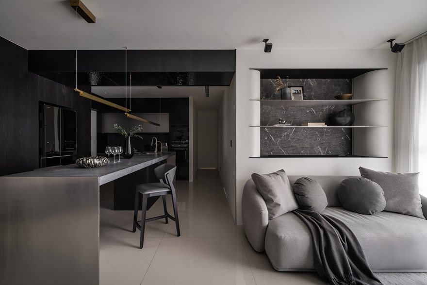 台南33坪灰韵蕴藏金属光住宅设计丨中国台南丨乔治黑羊设计-2