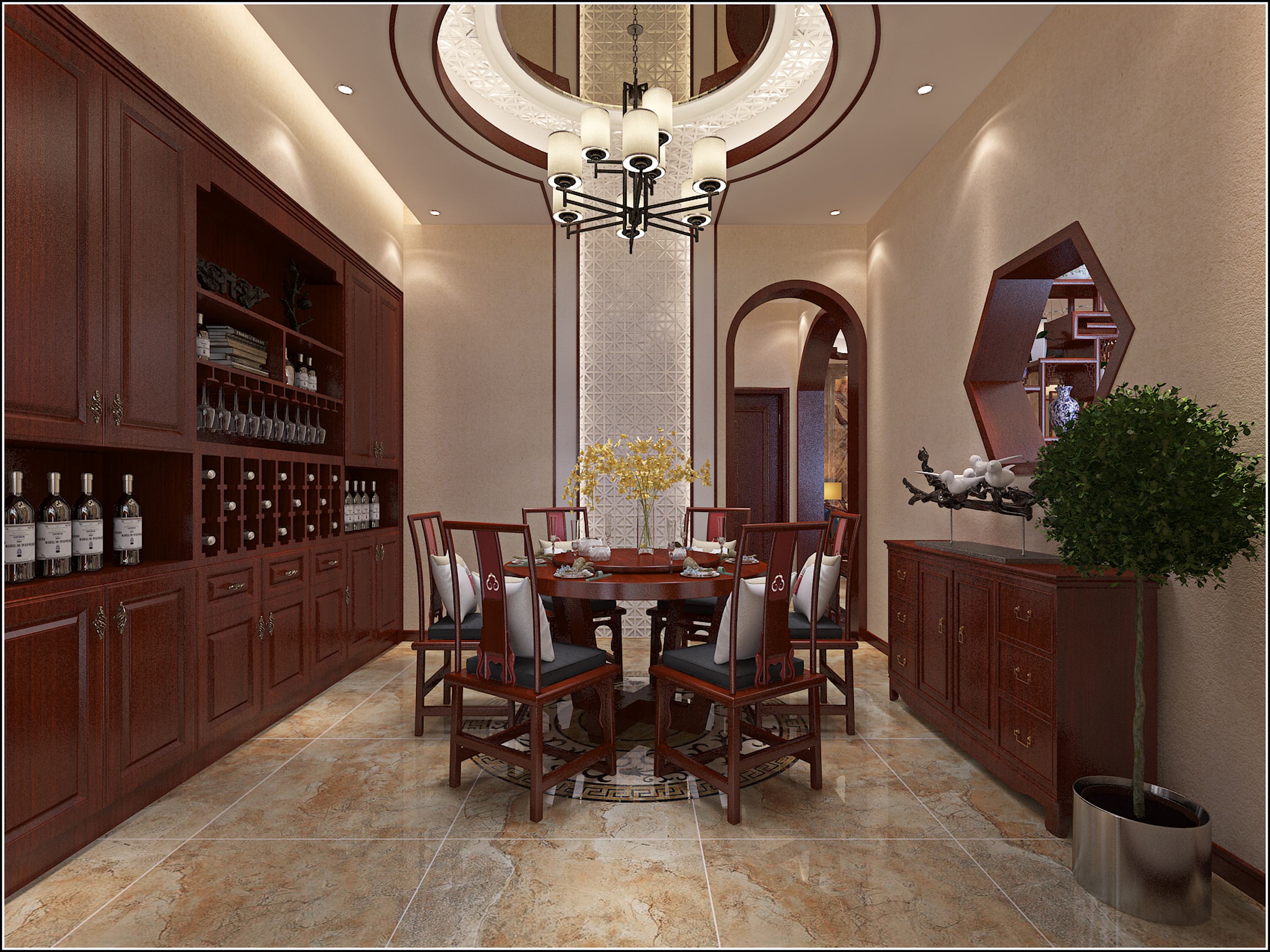 乡村洋楼的定制设计 | 红木纹理与协调空间的完美融合-20