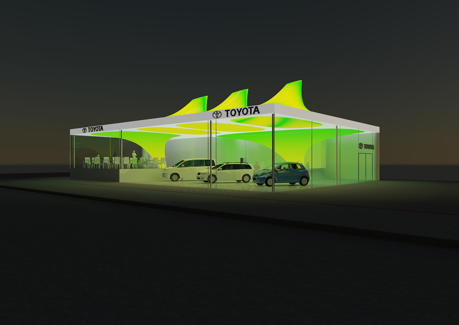 丰田汽车经销商的白色布料天花板设计-16