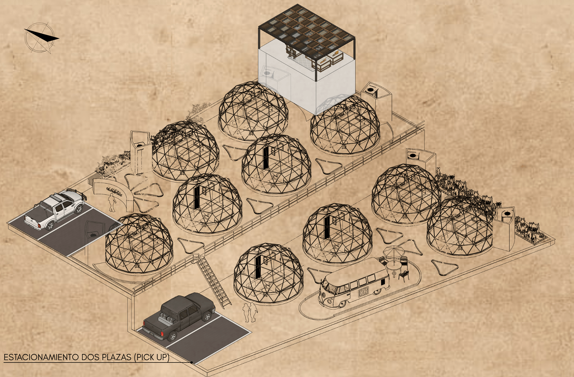 geodesic dome complex（如果这里 Complejo 是西班牙语指综合体，Domos Geodésicos 是 geodesic domes （大地测量穹顶；测地线穹顶 ） ，就可以用这个表达） 
如果Complejo明确有别的意思，建议提供更多原文语境等信息哦 丨MexicoOaxaca丨Daktilar experiences-19