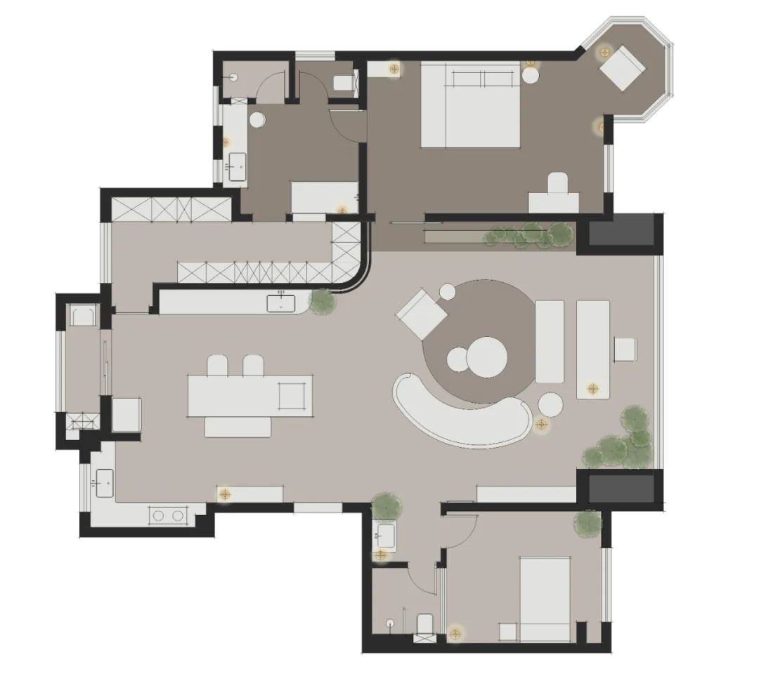 180㎡两居室诠释极简生活，开放式设计展现大宅气度-11