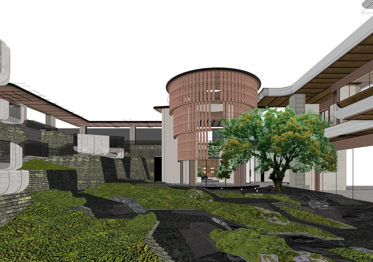 南京金茂府示范区下沉空间SU模型-1