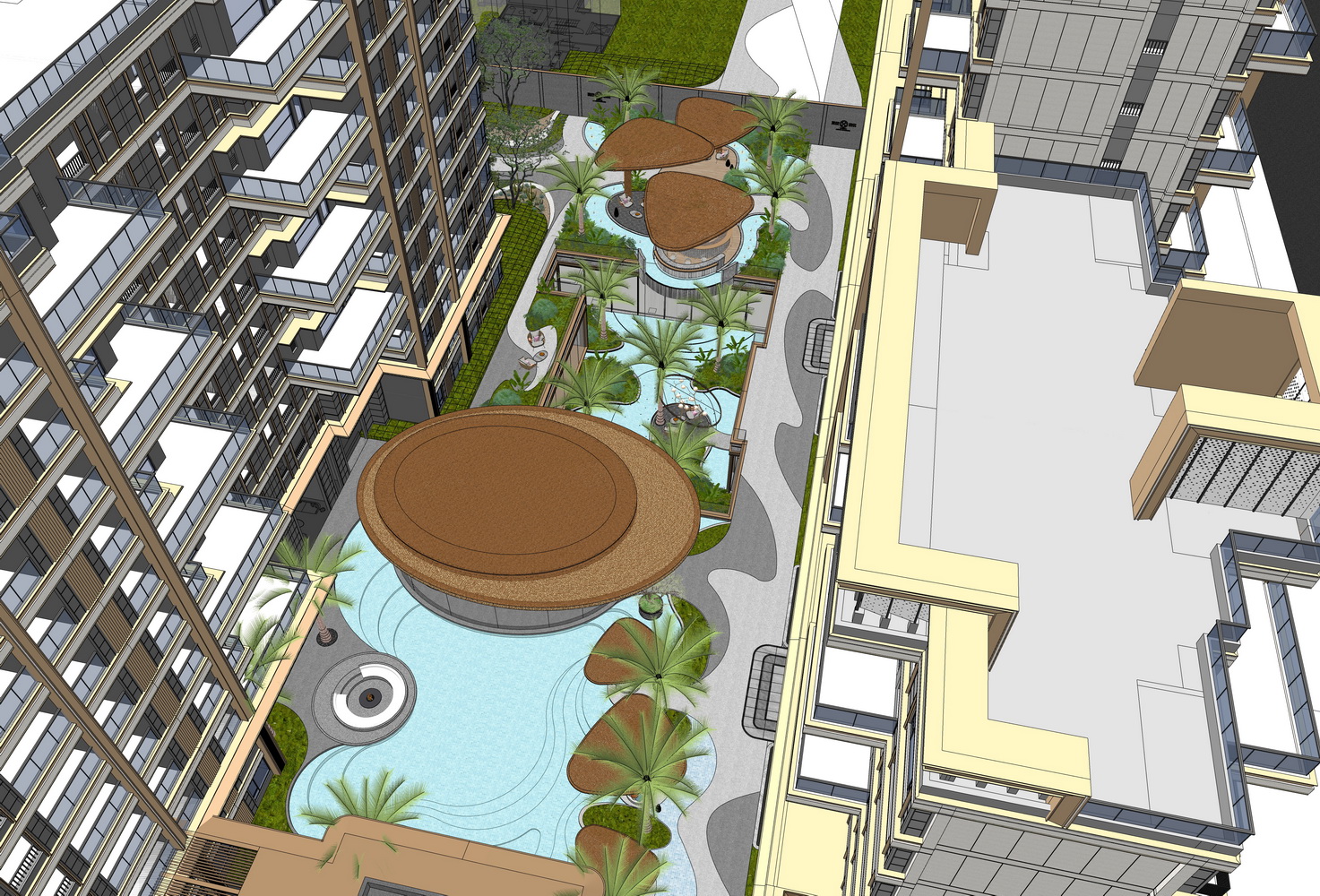 西安越秀铁建高新璞悦示范区后场景观SU模型-1