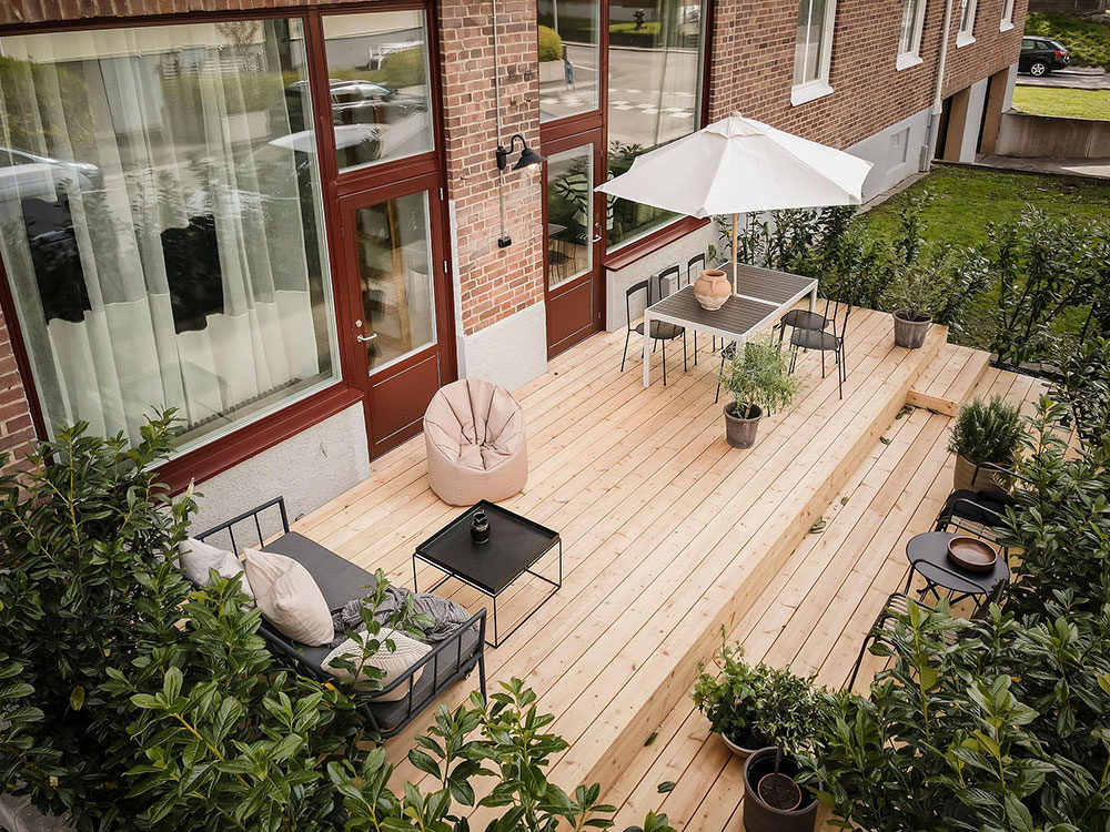 哥德堡带独立入口和露台的时尚公寓-8