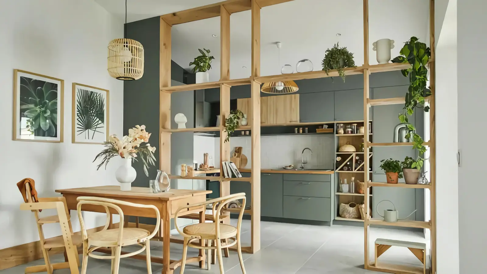 自然色厨房设计,开放式隔墙打造舒适空间-2