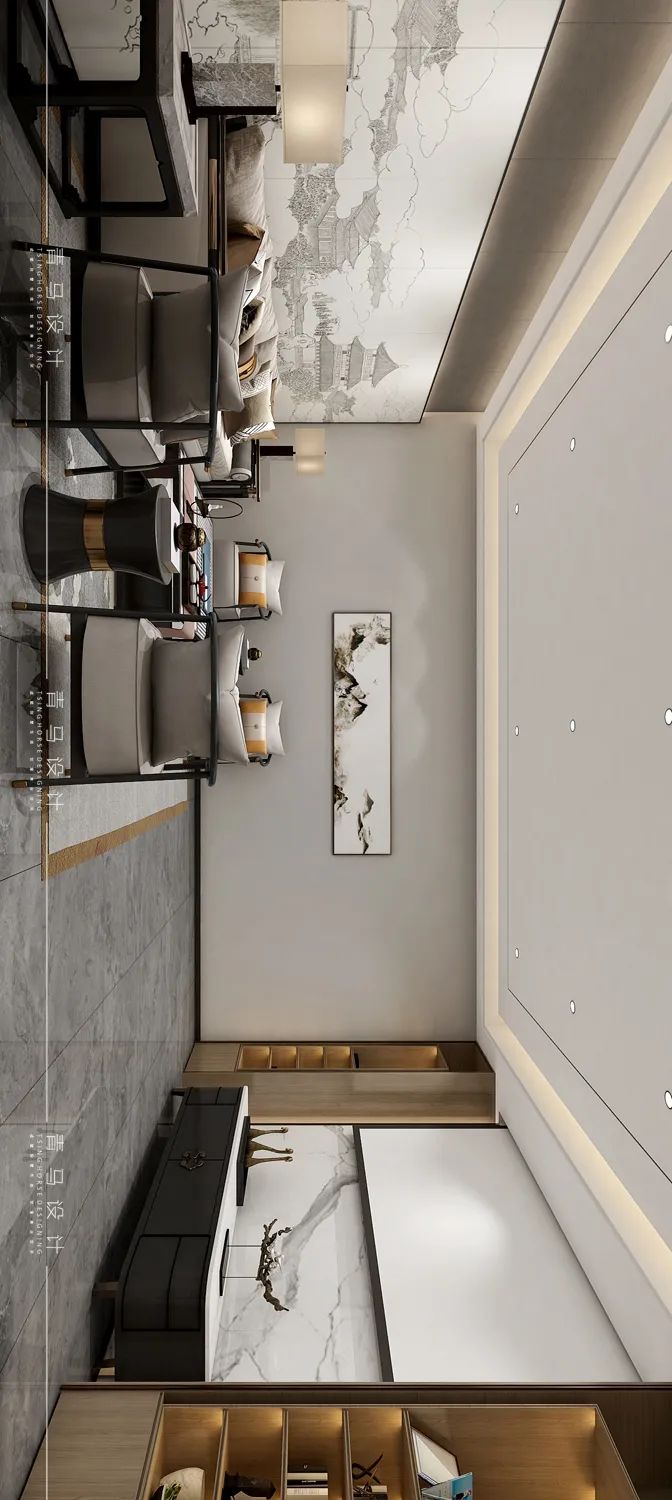 香湖湾壹号320㎡下叠新中式设计丨青马别墅空间设计-64