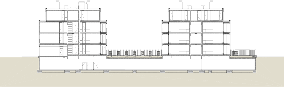 代表林荫道 绿色种植区（注：由于stanovanjska soseska和zeleni gaj可能是特定语境下的专业或地区性表达，这里是基于字面的大致翻译，可能需要更多背景信息来确保完全准确） 丨Bevk Perović arhitekti-5