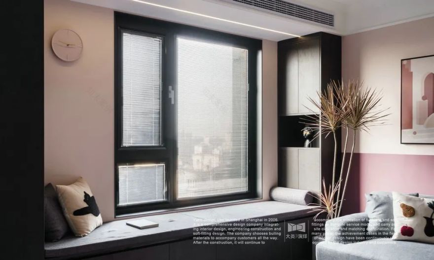 上海 102 平北欧风之家,粉色++ 白色++ 黑色大胆用色,储物空间超强-51