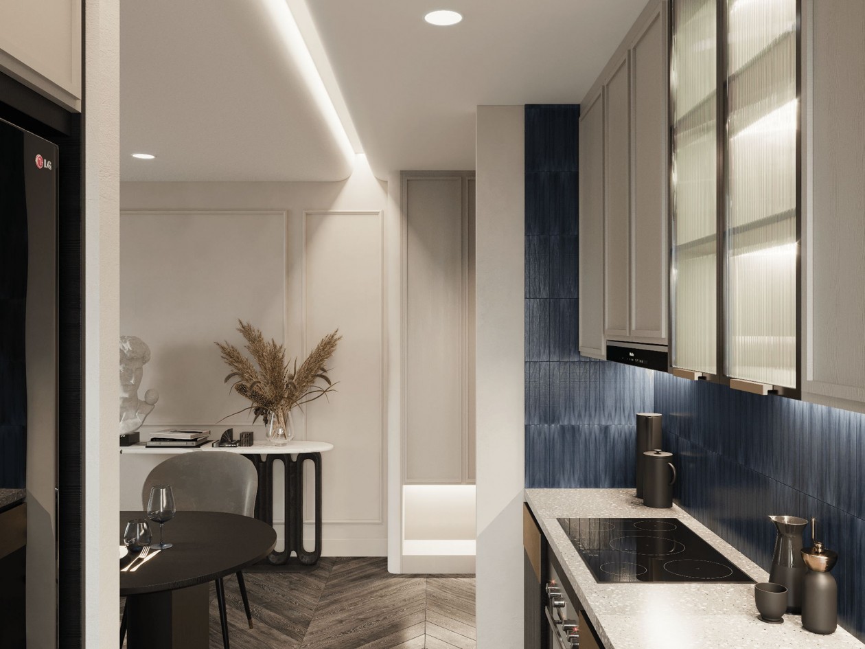 蓝色+白色 构造凉爽舒适的住宅空间-8