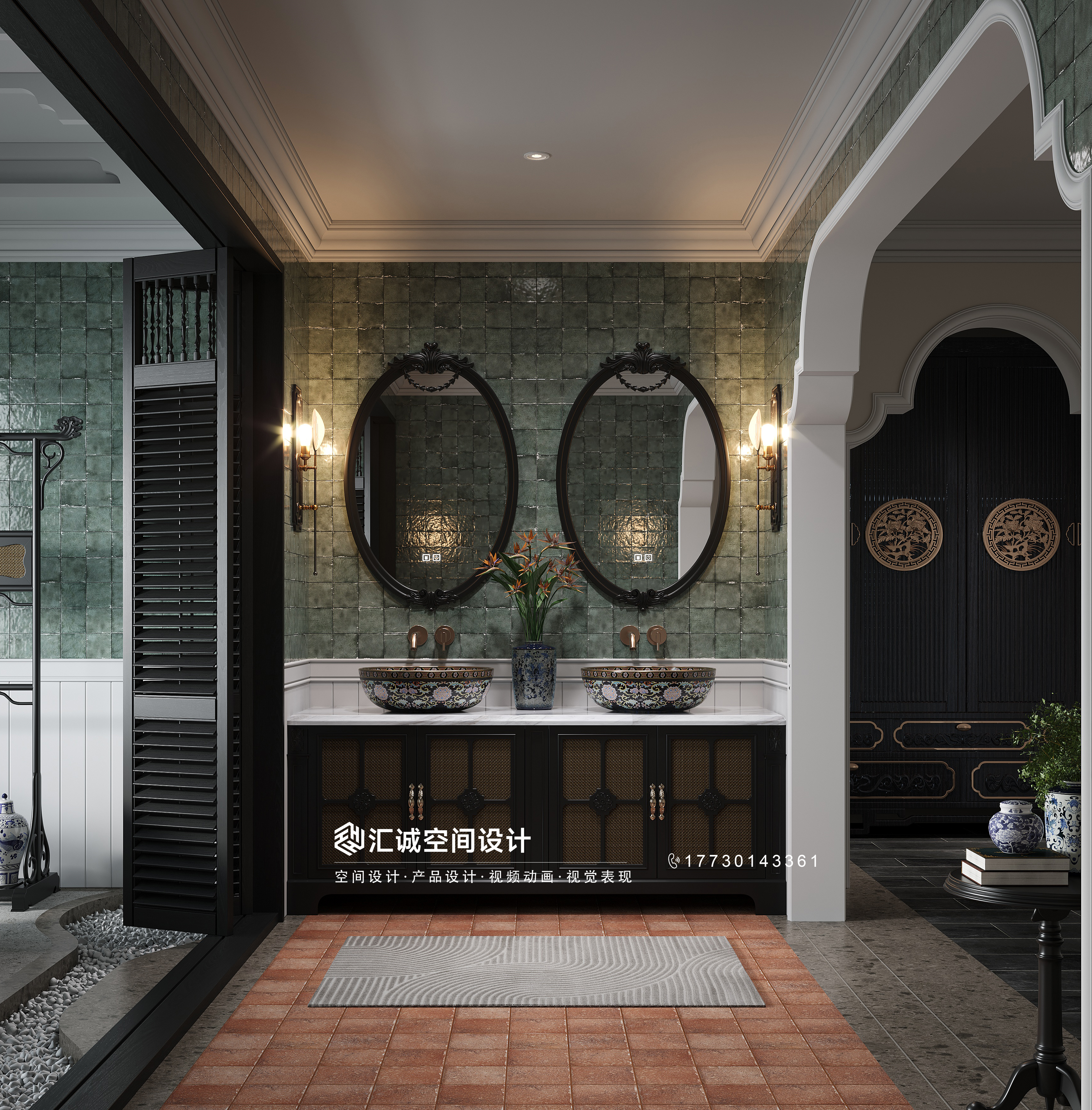 2024电商3D渲染效果图   复古浴室柜-2