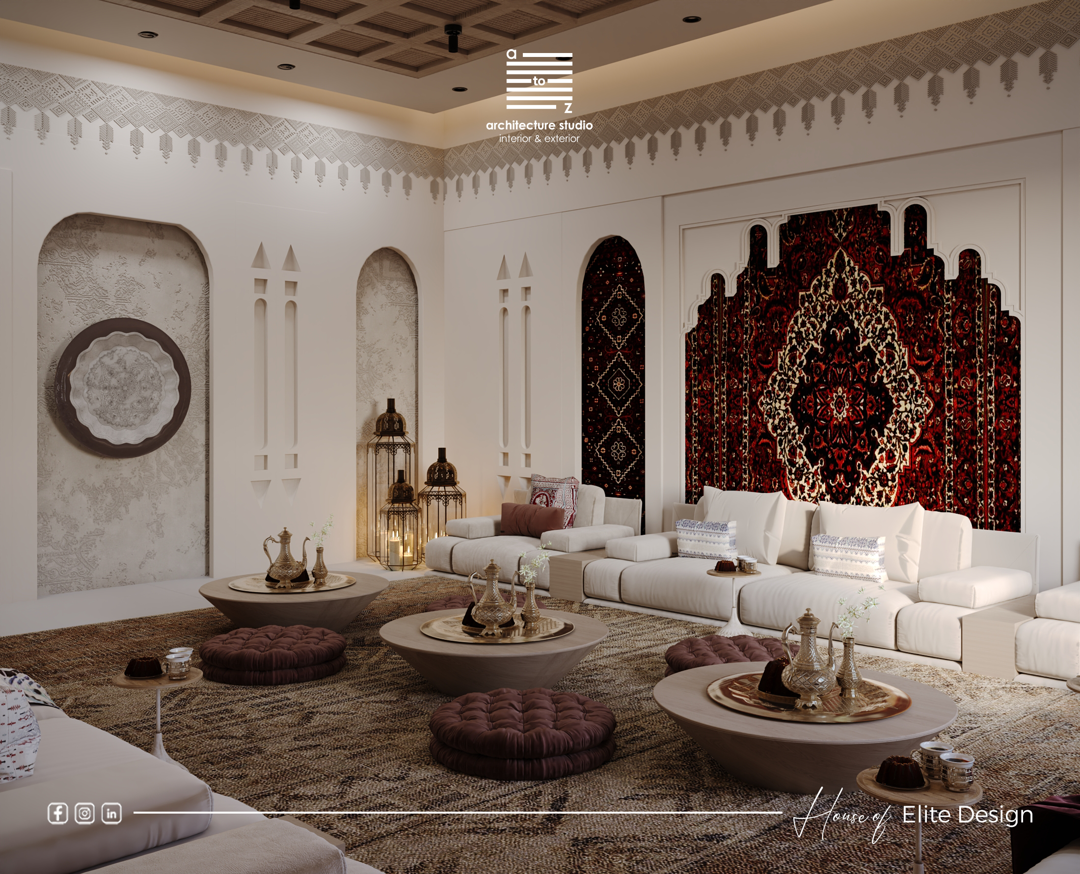 男士聚会厅；男士会议室（Majlis在不同文化语境中意思有所不同，常见指聚会场所、会议室等，这里Men’s Majlis常见意思为供男性使用的这类场所 ） 丨沙特阿拉伯丨A2Z Architects™-9