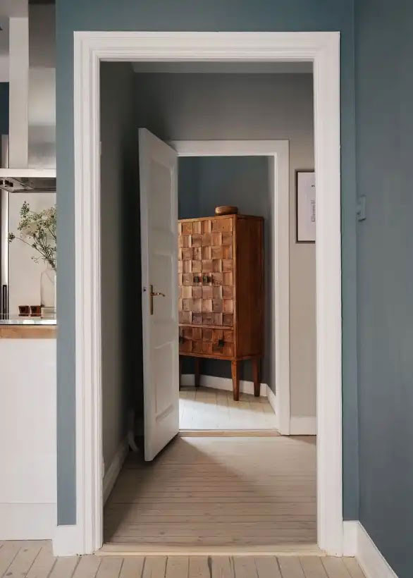 斯德哥尔摩小公寓的时尚灰色蓝色墙面设计-8