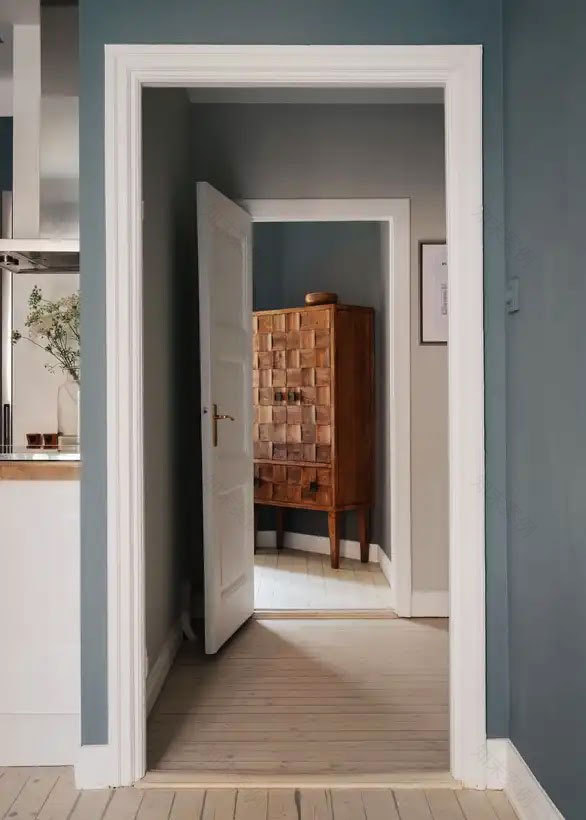 斯德哥尔摩小公寓的时尚灰色蓝色墙面设计-8