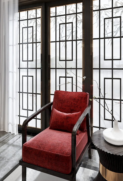 新中式家居空间,红墙碧水演绎亦古宜今的美学魅力-65