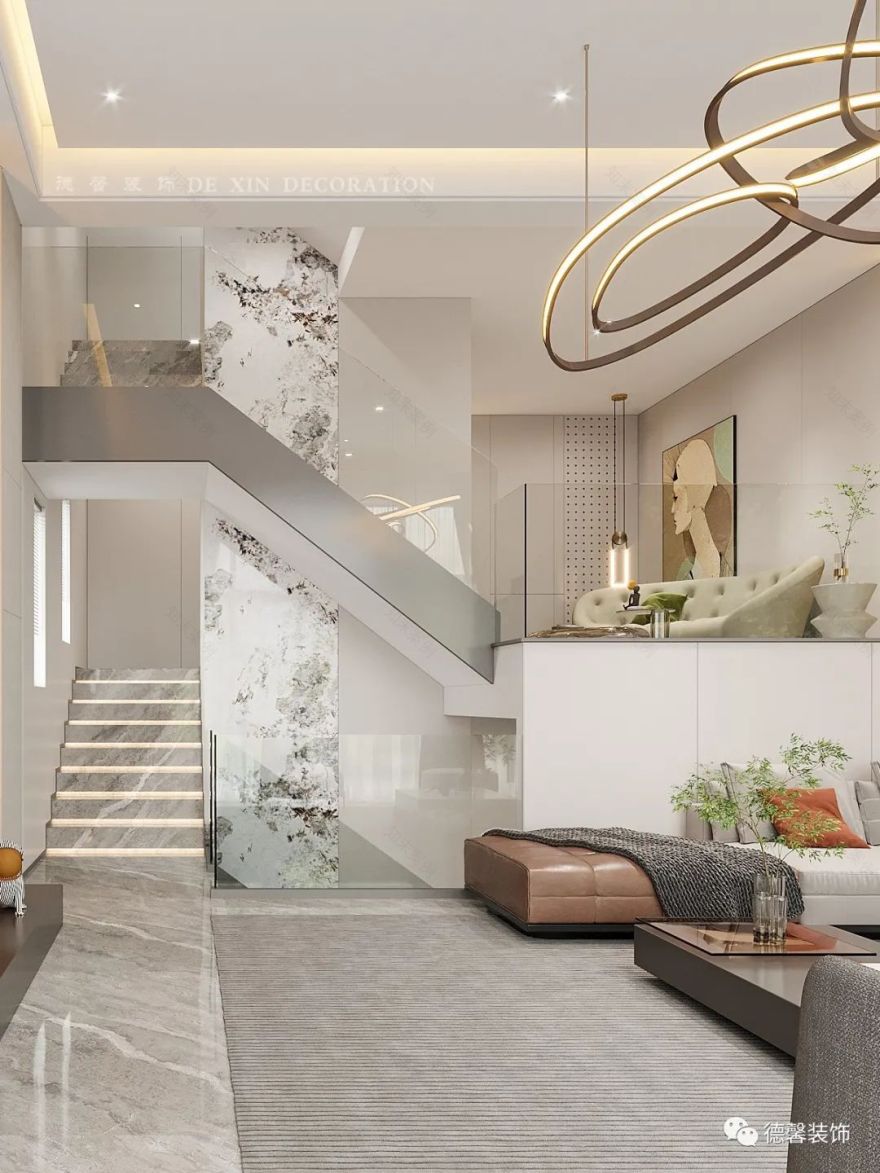 现代轻奢·两代人的温馨居所·峰湖御境别墅设计丨中国广州丨德馨装饰-13