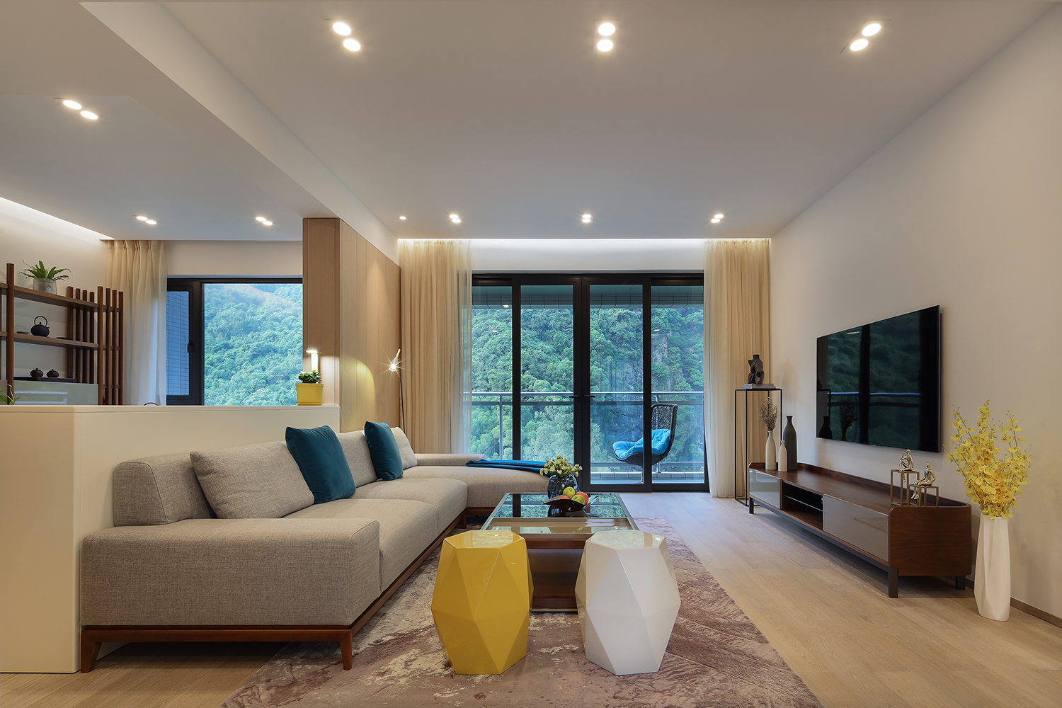 漾设计Young Design｜深圳罗湖区京基云景梧桐—《山间新雨》-19