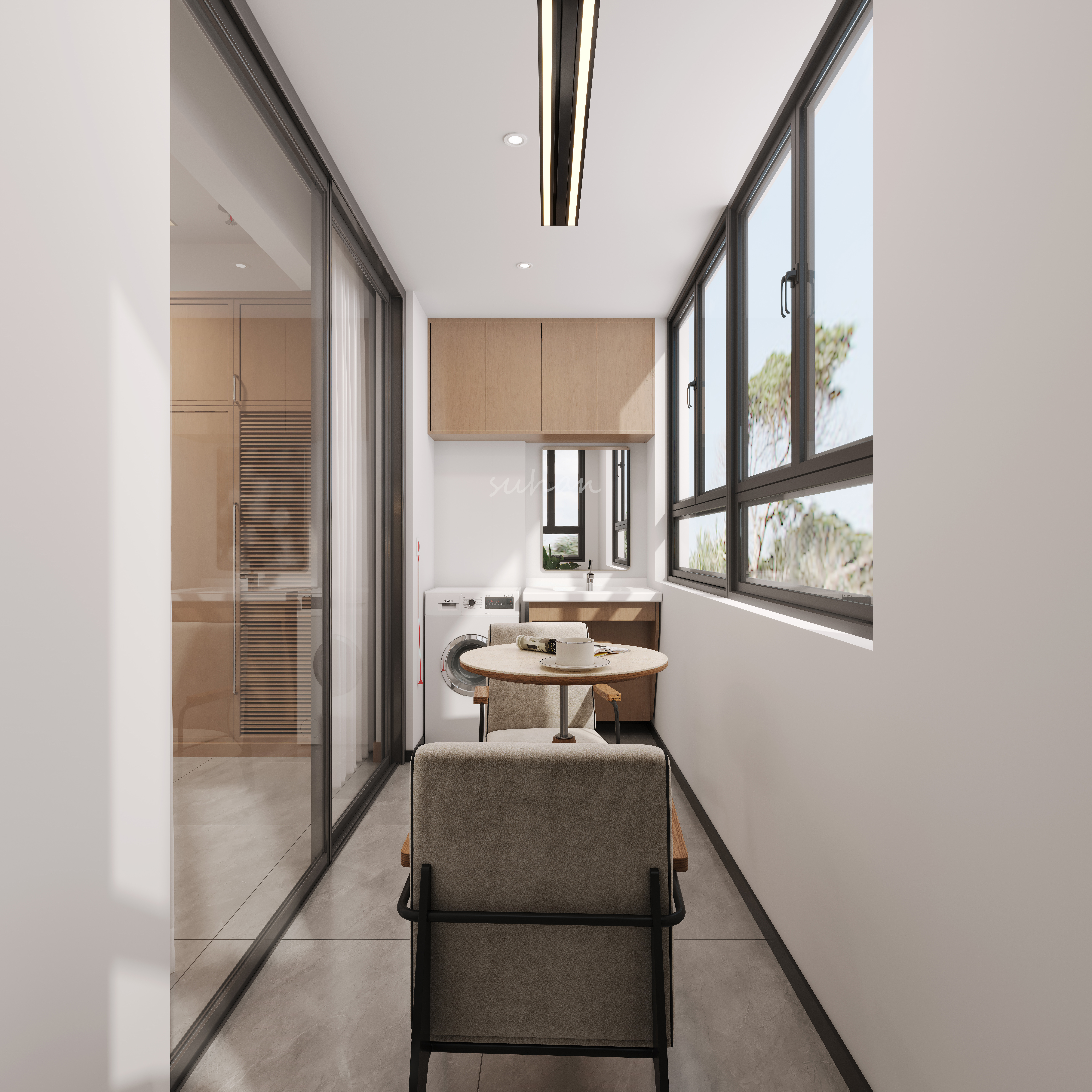 子女探望时三代人拼贴老照片的温馨场景-8