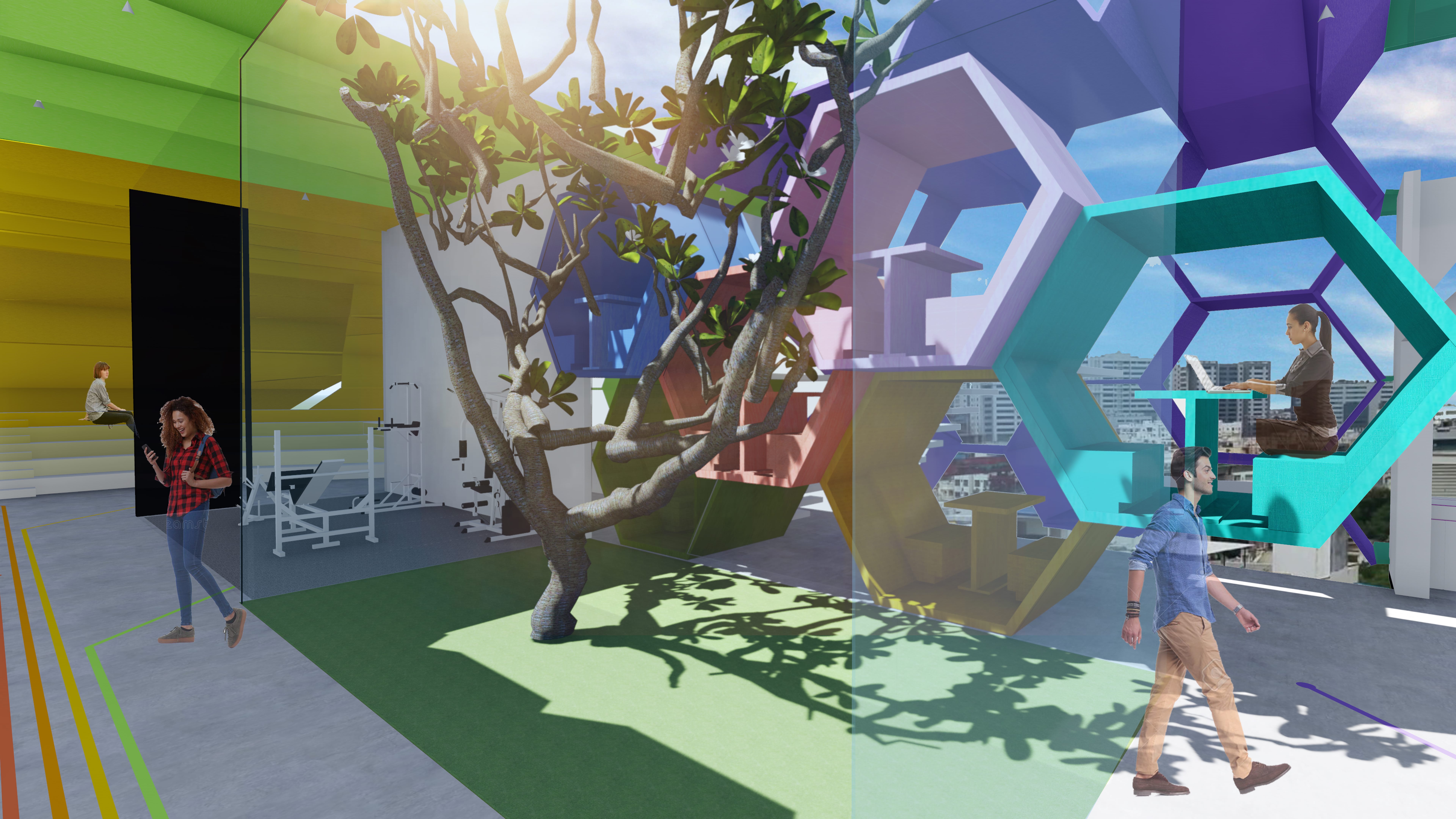 智能办公室设计，绿色与科技的完美融合-26