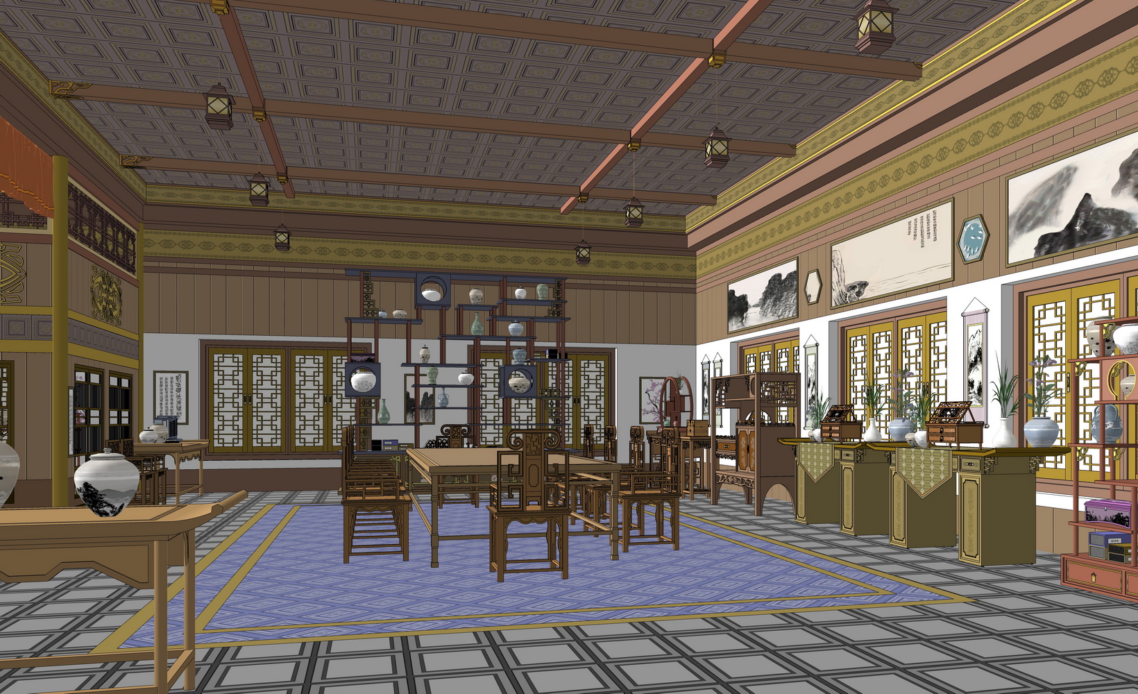 古代门派大殿SU模型-1