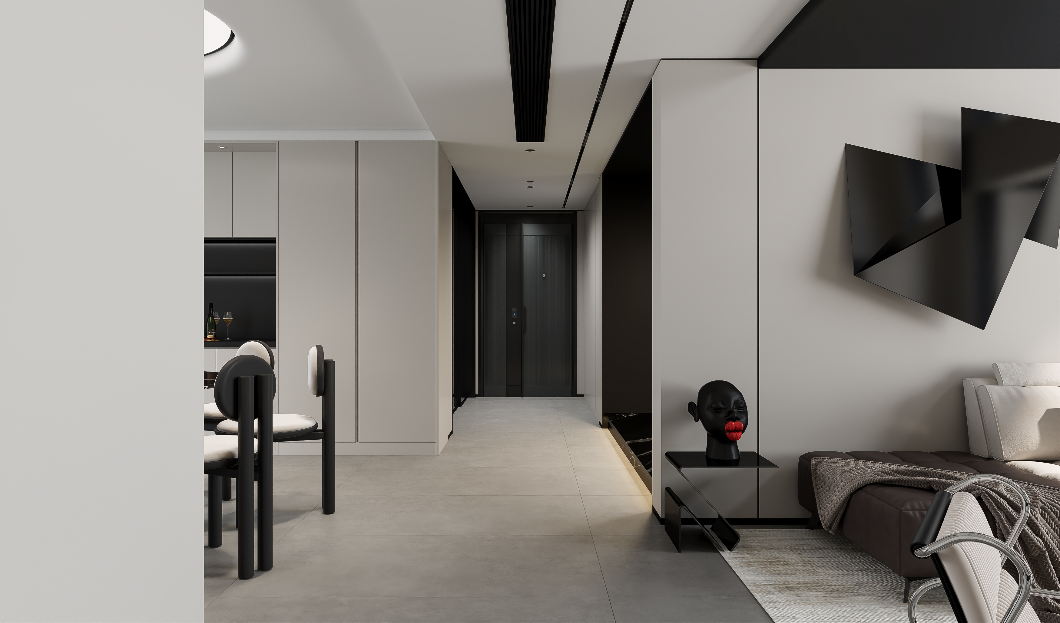 现代黑白灰客餐厅-17