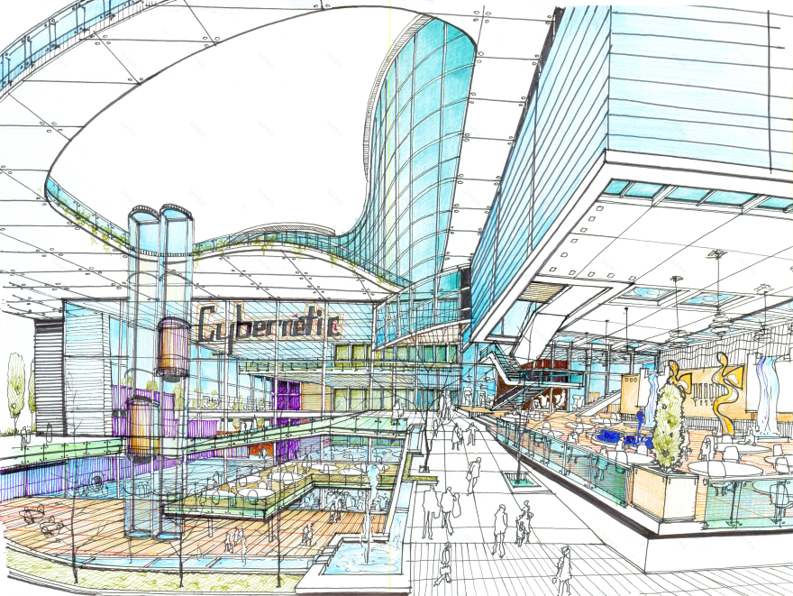 河流涌动的购物中心-17