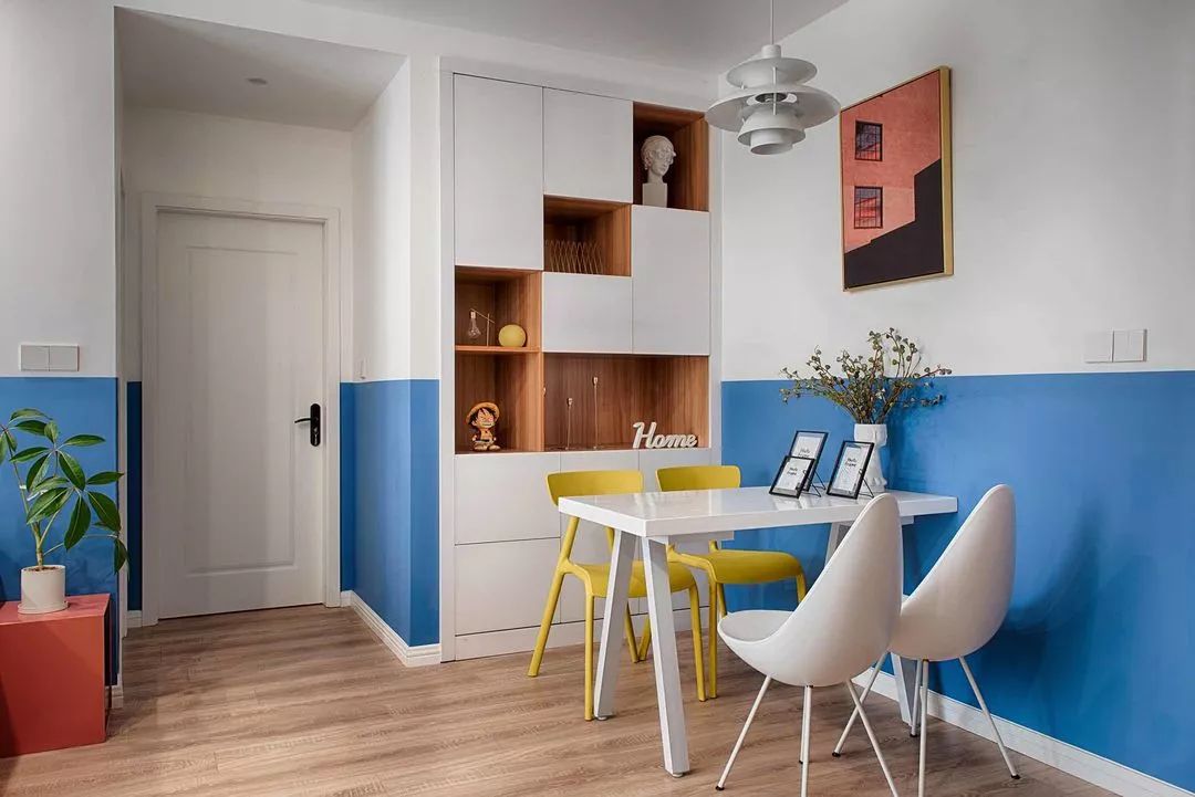 现代简约小户型，蓝色半墙设计独特优雅-5