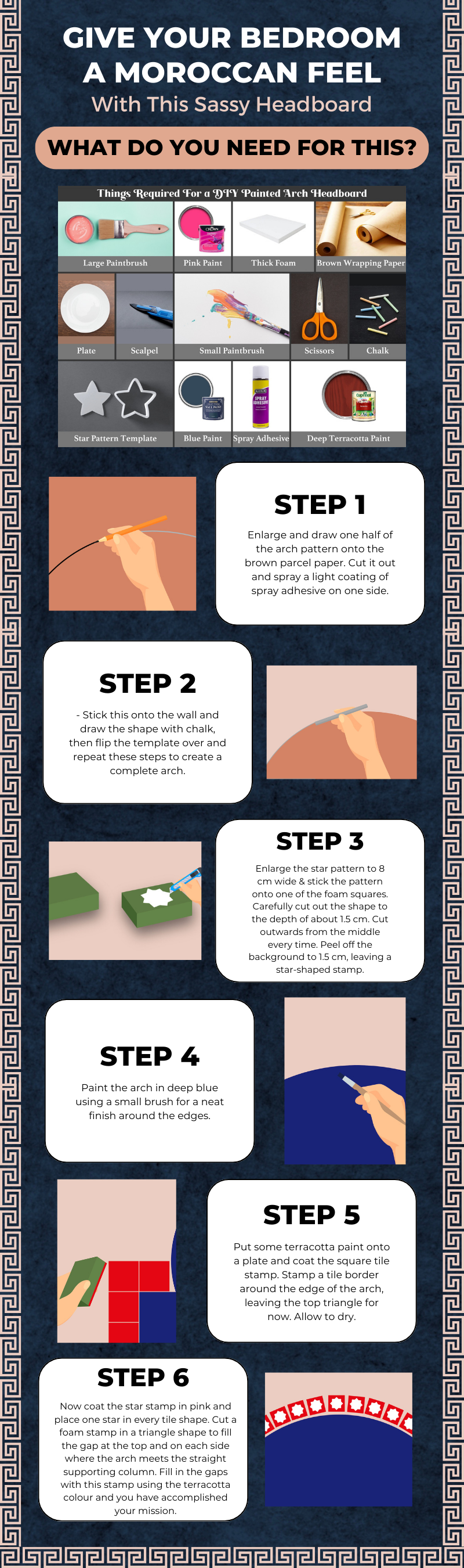 DIY Painted Headboard On Wall To Add A Moroccan Feel-0