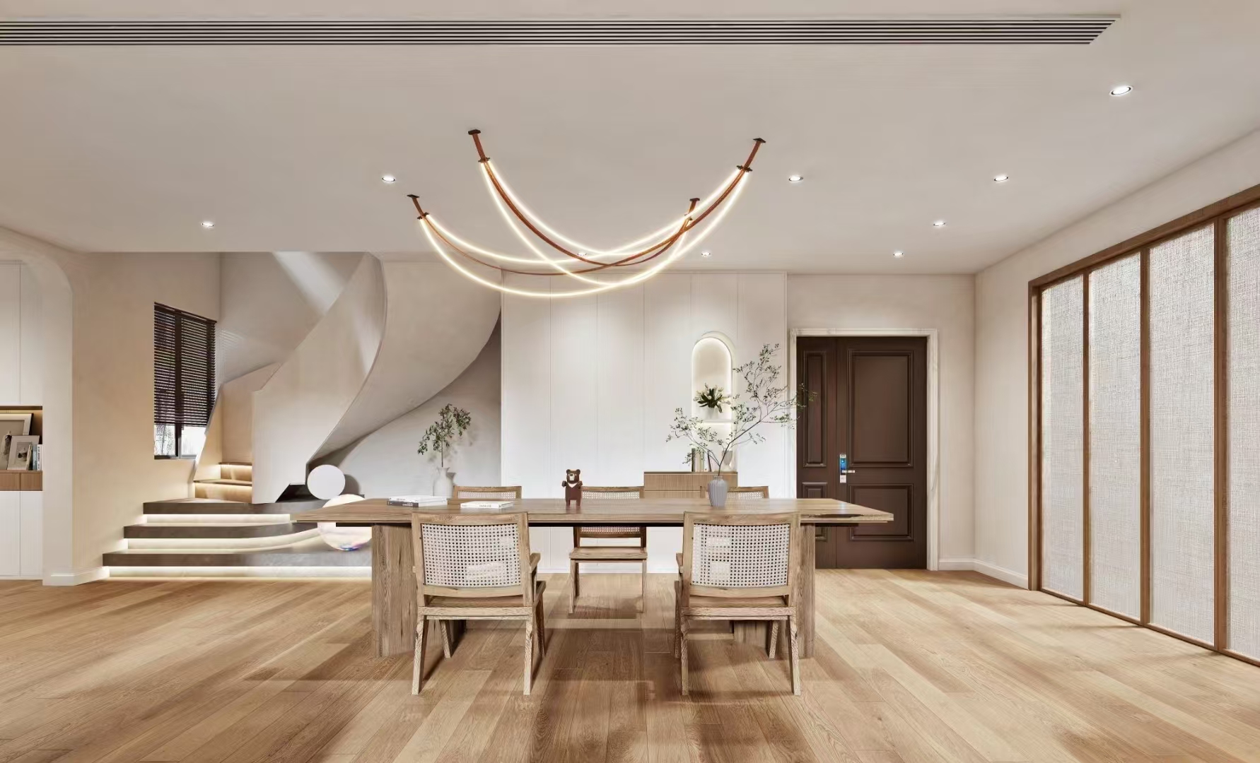 轻奢风挑高小别墅设计丨天恒装饰-4