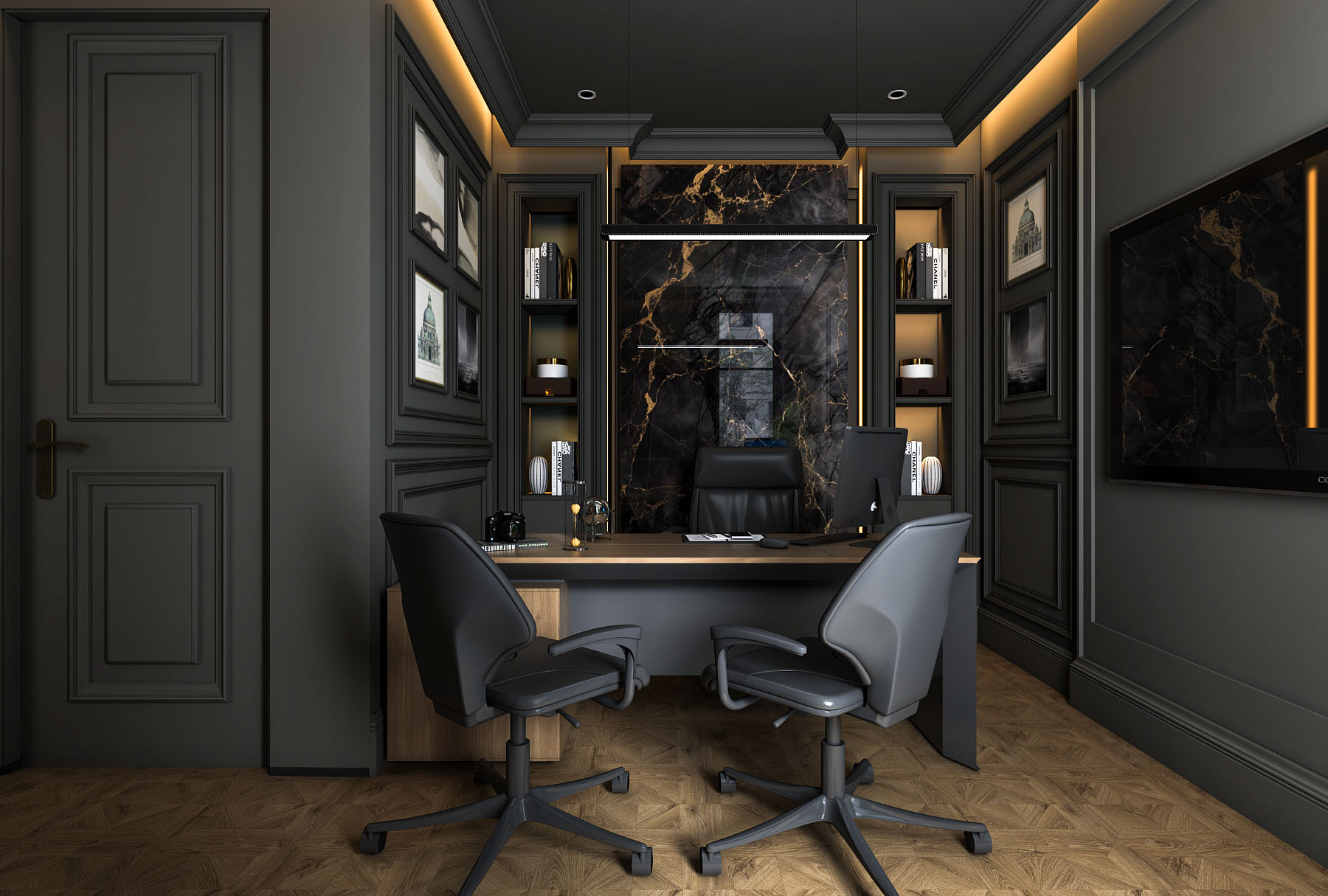 Luxury Neo-Classic Executive Office Interior-1