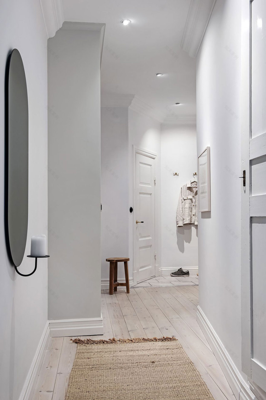 瑞典 71 平米绿色厨房不规则公寓设计-21