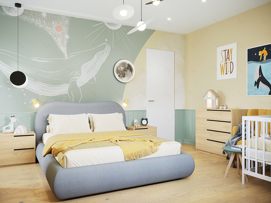 儿童房及儿童房与浴室室内设计项目丨Natalya Zolotova-8