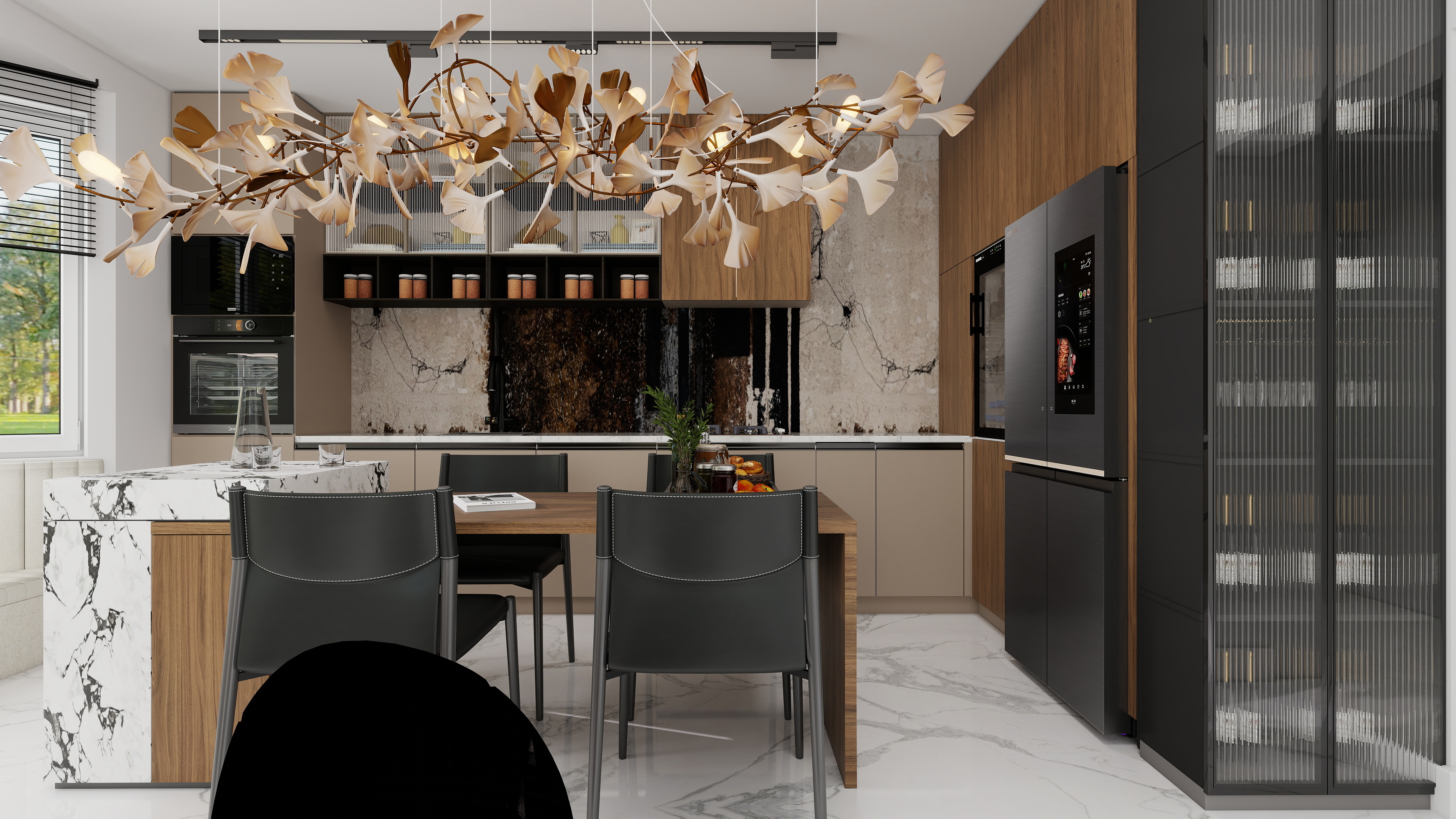 Modern Living Room & Kitchen | Interior Visualization-4