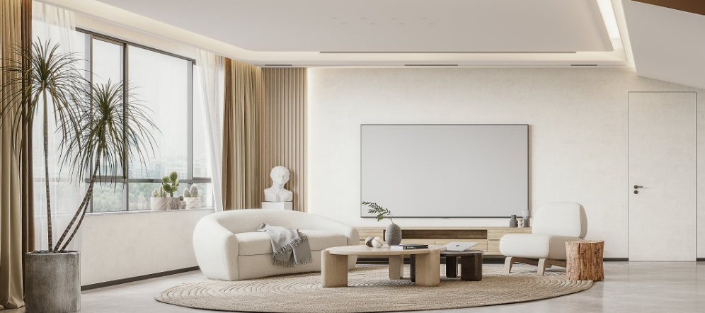 现代奶白色极简原木住宅设计-6